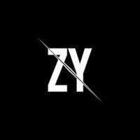 Monograma de logotipo zy com modelo de design de estilo de barra vetor