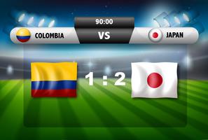 Placar de Columbia VS Japão vetor