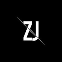 Monograma do logotipo zj com modelo de design de estilo barra vetor