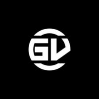 Monograma do logotipo gv isolado no modelo de design de elemento de círculo vetor