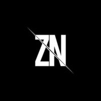Monograma do logotipo zn com modelo de design de estilo barra vetor