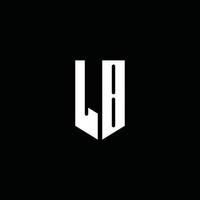 Monograma de logotipo lb com estilo de emblema isolado em fundo preto vetor