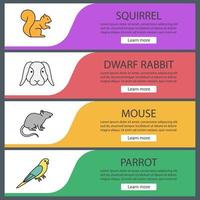 conjunto de modelos de banner da web para animais de estimação vetor