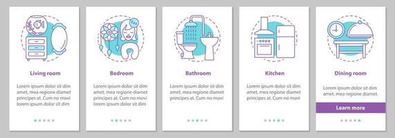 tela da página do aplicativo móvel de integração de design de interiores com conceitos lineares vetor