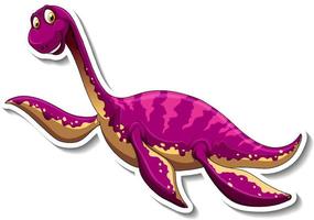 adesivo de personagem de desenho animado de dinossauro elasmosaurus vetor