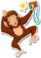 autocolante de macaco engraçado desenho animado vetor