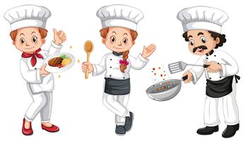 Três personagens de chefs vetor
