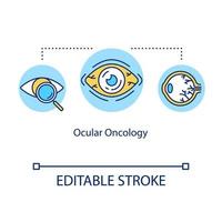 ícone do conceito de oncologia ocular. olhos madical exame ideia ilustração linha fina. diagnóstico de câncer. oftalmologia. tratamento de doenças. desenho de cor rgb de contorno isolado de vetor. curso editável vetor