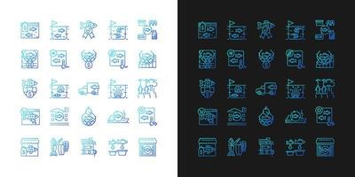 ícones de gradiente da indústria de pesca definidos para os modos claro e escuro vetor