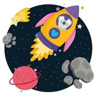 coala espacial na nave espacial planeta estrela aventura explorar animal cartoon vetor