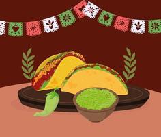 tacos comida mexicana vetor