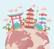 marco de viagens japão vetor