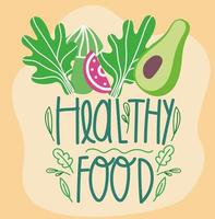 alimentação saudável, abacate fresco, alface, cozinhando em estilo cartoon vetor