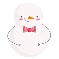 feliz natal, boneco de neve com isolamento de ícone de celebração de chapéu vetor