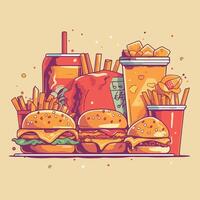 velozes Comida plano vetor ilustração