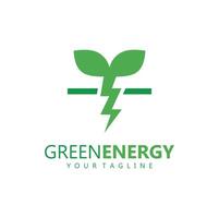 eco poder companhia vetor ilustração. verde energia logotipo modelo Projeto. simples logotipo do folha e elétrico carregar ícone.