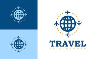 agência viagem o negócio logotipo desenhos conceito modelo. avião viagem logotipo transporte logística Entrega. vetor