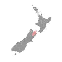 Marlborough distrito mapa, administrativo divisão do Novo zelândia. vetor ilustração.