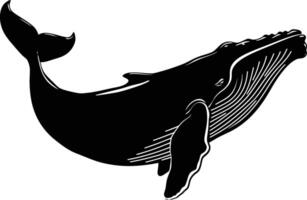 ai gerado silhueta baleia Preto cor só cheio corpo vetor