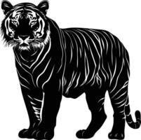 ai gerado silhueta tigre Preto cor só cheio corpo vetor