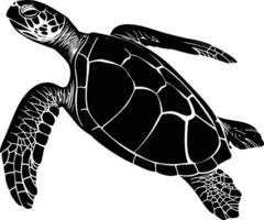 ai gerado silhueta tartaruga cheio corpo Preto cor só vetor