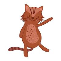 animal de estimação gato marrom desenho animado felino em estilo simples vetor