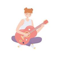 menina tocando violão vetor