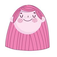 rosto bonito garota cabelo rosa personagem de desenho animado crianças vetor