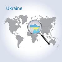 ampliado mapa Ucrânia com a bandeira do Ucrânia alargamento do mapas, vetor arte