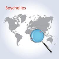 ampliado mapa seychelles com a bandeira do seychelles alargamento do mapas, vetor arte