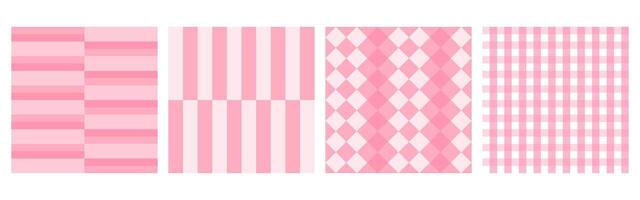 desatado padronizar quadrados xadrez, toalhas de mesa. plano tartan verificador impressão Rosa e branco vetor