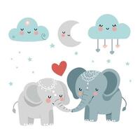 dia dos namorados dia ilustração do dois fofa elefantes dentro amor para crianças. namorados clipart vetor