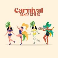 feliz brasileiro carnaval dança festa social meios de comunicação postar ilustração vetor