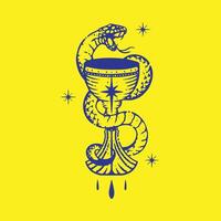 médico farmacia caduceu logotipo. vidro vinho com serpente ilustração vetor