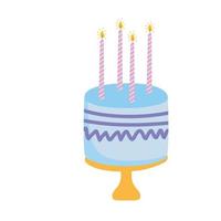 bolo de aniversário com fundo branco de festa de celebração de velas vetor