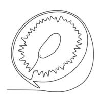desenho de linha contínua única de kiwi orgânico saudável inteiro e meio fatiado para identidade do logotipo do pomar. conceito de frutas tropicais frescas para o ícone do jardim. ilustração em vetor moderno desenho de uma linha