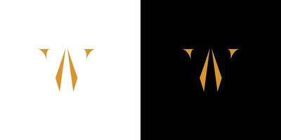 único e luxo carta W iniciais logotipo Projeto vetor