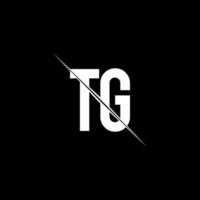 Monograma do logotipo tg com modelo de design de estilo de barra vetor