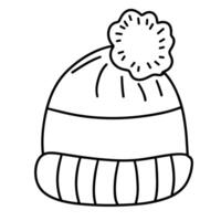 rabisco inverno chapéu isolado em branco fundo. esboço caloroso chapéu. mão desenhado vetor arte.