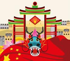 portão do dragão chinês vetor