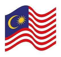 representação da bandeira da malásia ondulada vetor