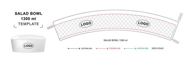 salada tigela morrer cortar modelo para 1300 ml, salada tigela linha-chave vetor