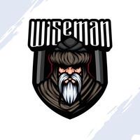 logotipo mascote do uma sensato velho homem com uma envelhecendo barba e bigode vetor