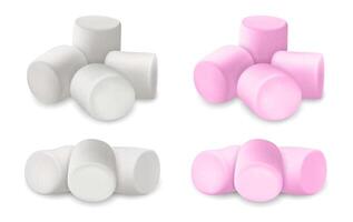 realista detalhado 3d fofo marshmallows definir. vetor