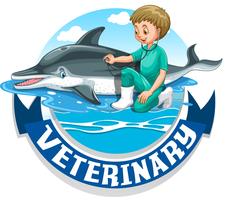 Veterinária, sinal, com, veterinário, e, golfinho vetor