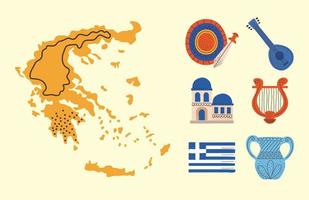 ícones da cultura grega vetor