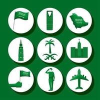 nove ícones do dia nacional da saudita vetor