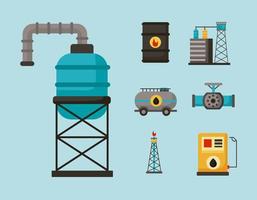 sete ícones da indústria do petróleo vetor