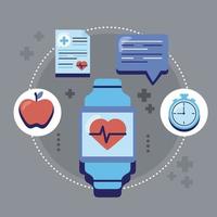 app saúde em smartwatch vetor