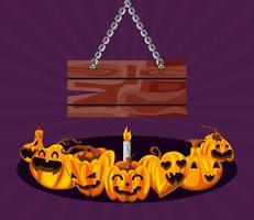 abóboras e velas de halloween vetor